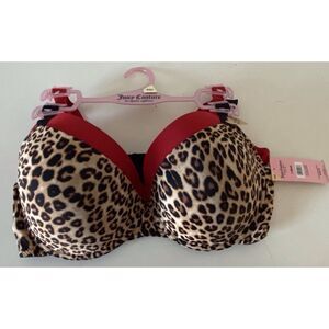 2 Pack Juicy Couture Bra Show Me Off Lined JC2801 Leopard Print Red Size 40D NEW
